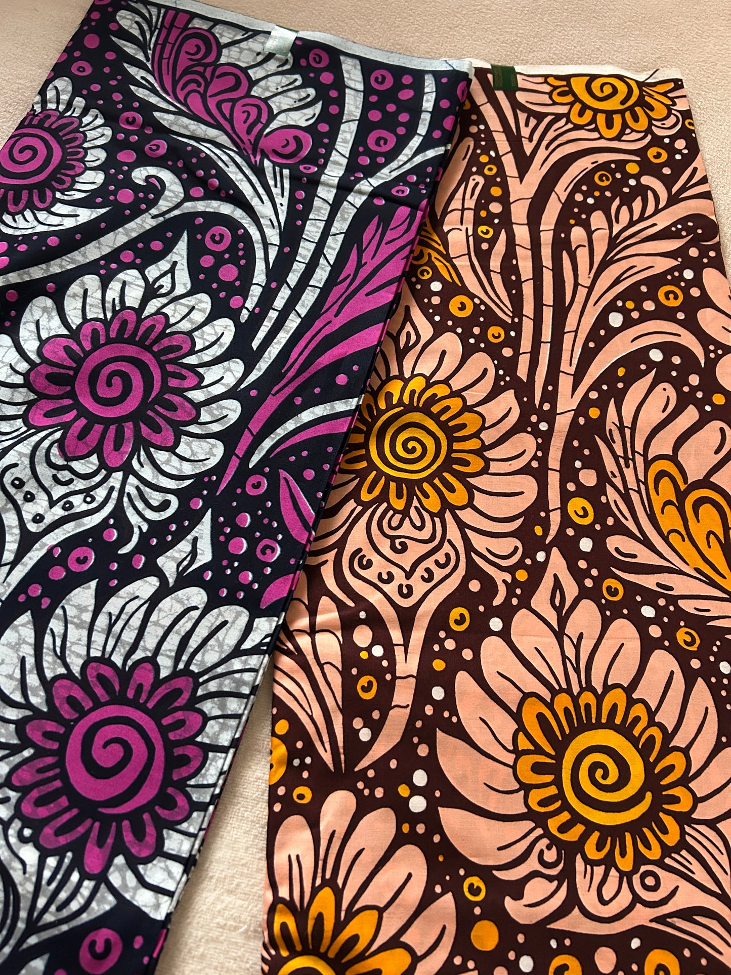 【受注生産】ツートンパンツ(めぐる花ピンク/ブラウン)