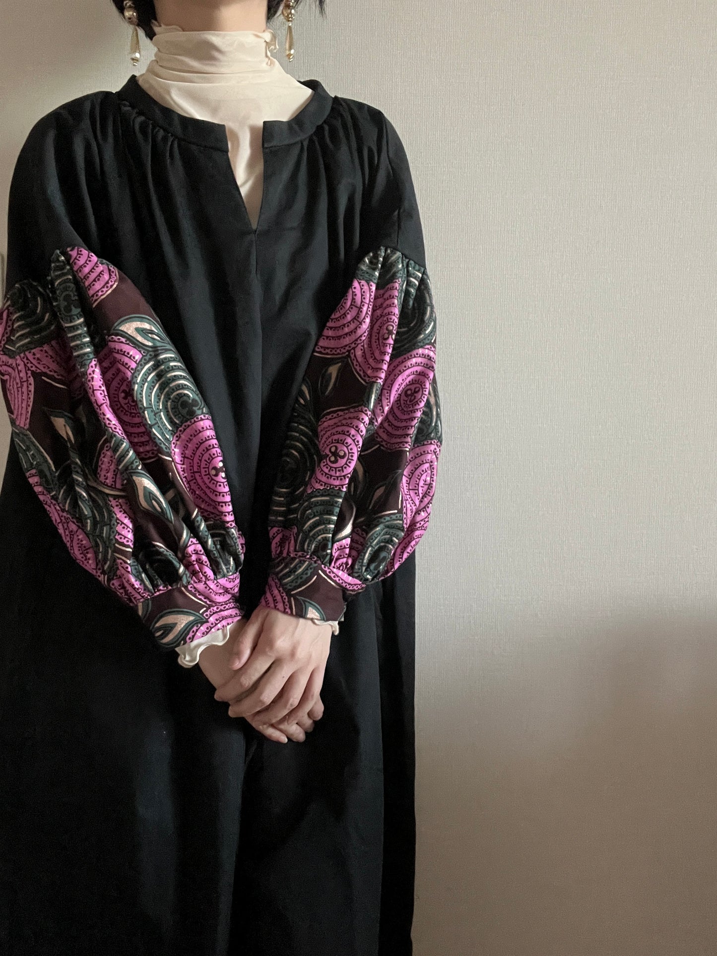 【受注生産】お袖の柄が選べるMy Dress/ボリューム袖ワンピース