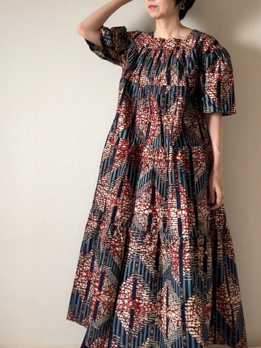 African batik dress (stair pattern)
