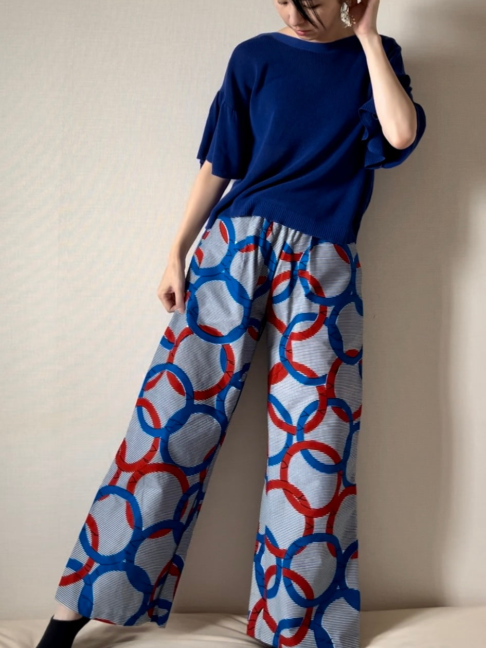 Straight pants (Olympia pattern/tricolor)