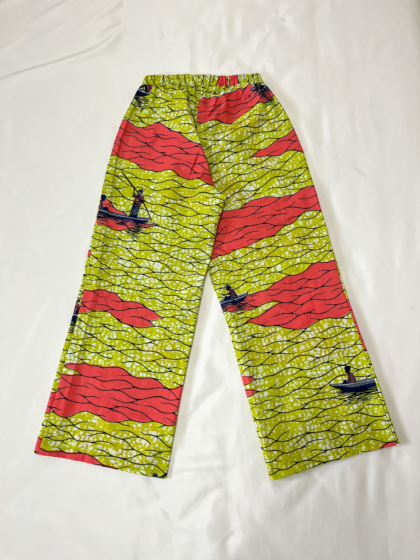 Straight pants (boat pattern/yellow)