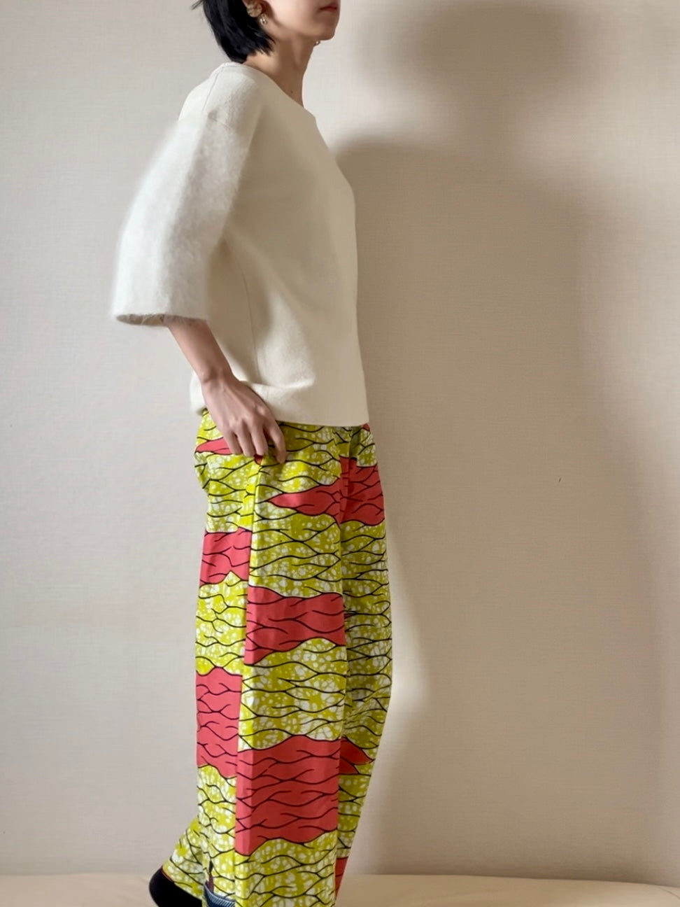Straight pants (boat pattern/yellow)
