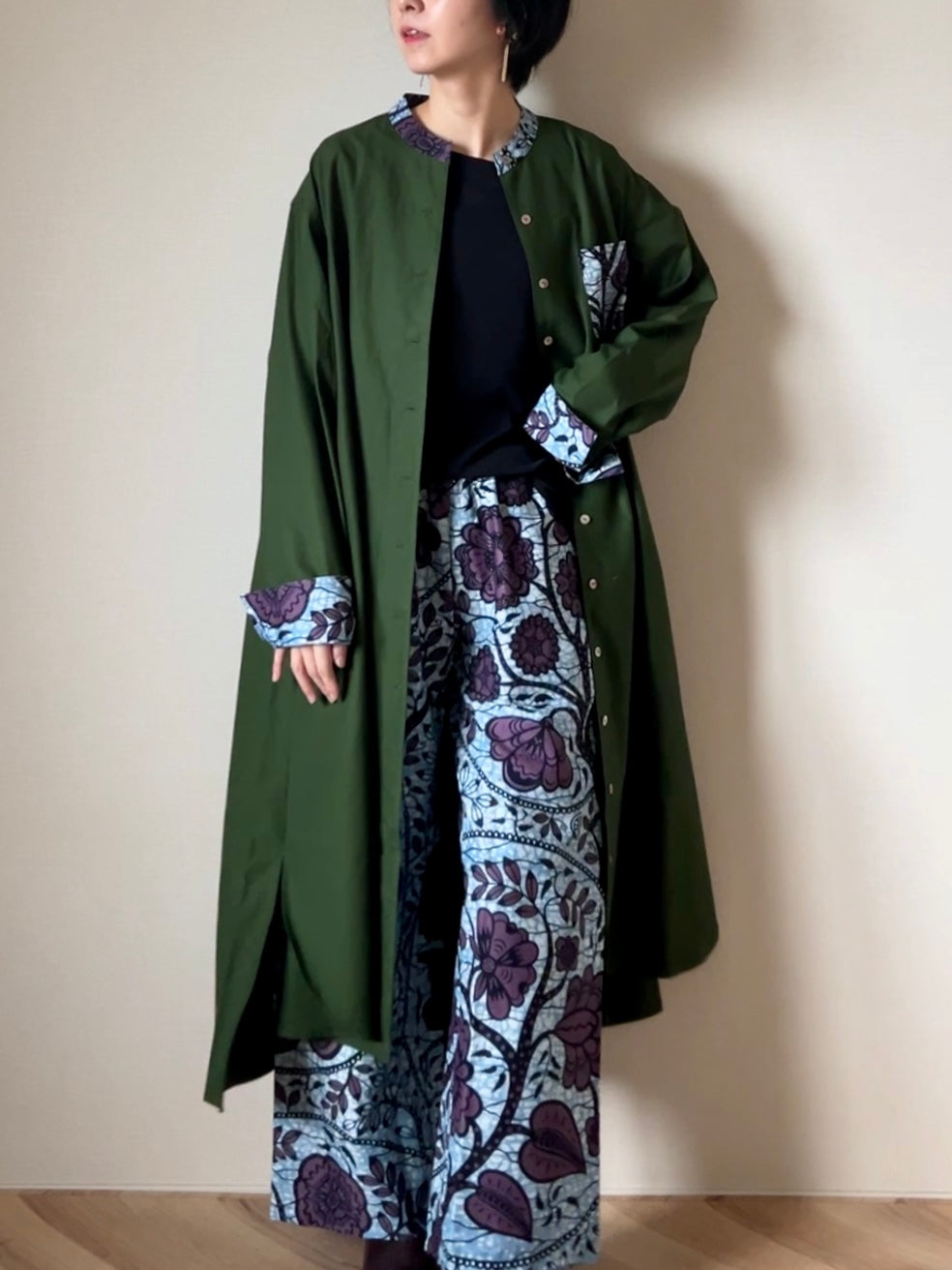 【限定特別仕様/再販ナシ】ドレスシャツコート〜ちょこっとアフリカン仕立て〜(4柄)