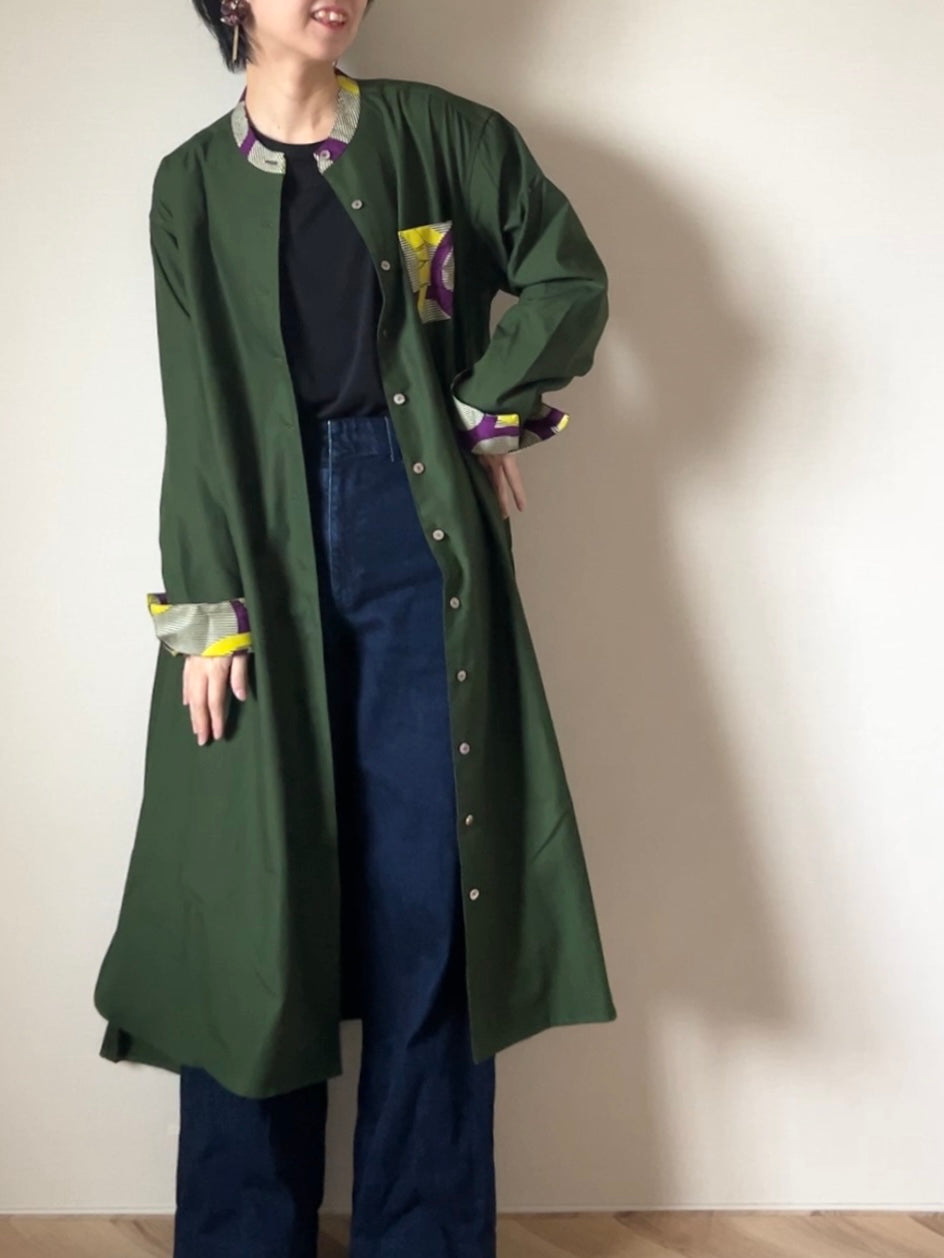 【限定特別仕様/再販ナシ】ドレスシャツコート〜ちょこっとアフリカン仕立て〜(4柄)