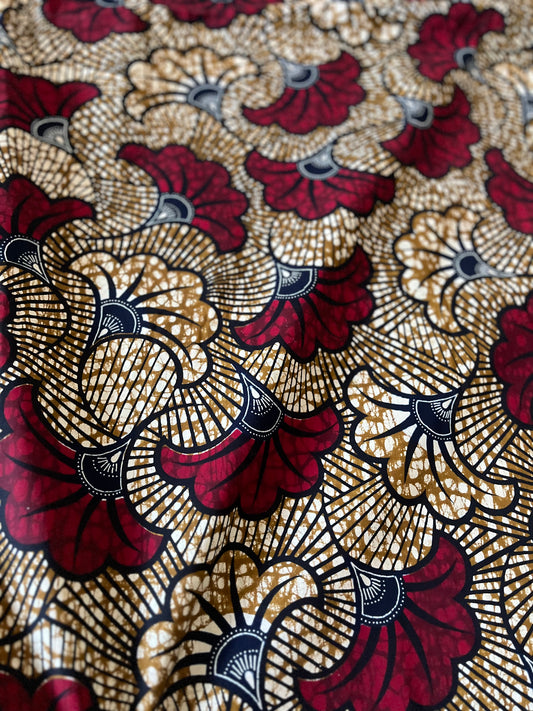 [Made to order] Volume sleeve dress (mariage pattern/red brown)