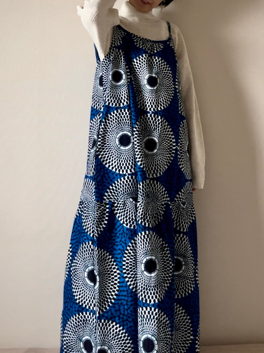 Batik cami dress (blue circle pattern)