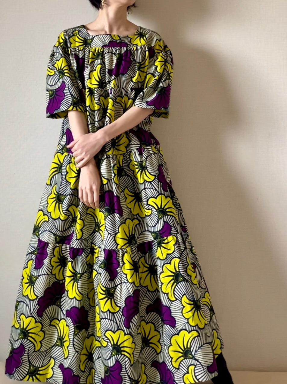 【再販/即納】バティックティアードワンピース(7柄)