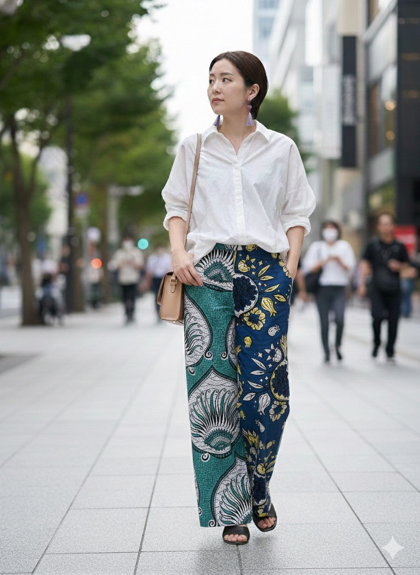 【受注生産】ツートンパンツ（ザクロ/たましずく)