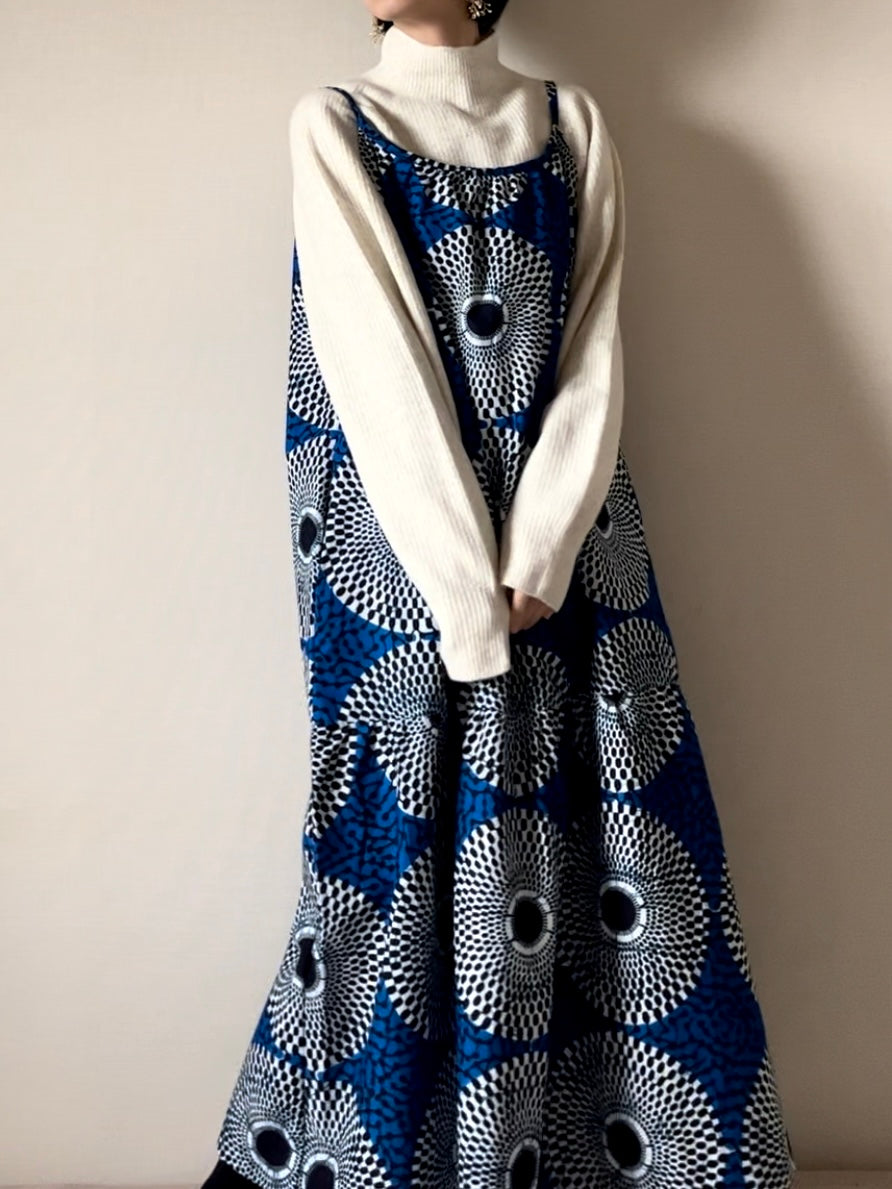 Batik cami dress (blue circle pattern)