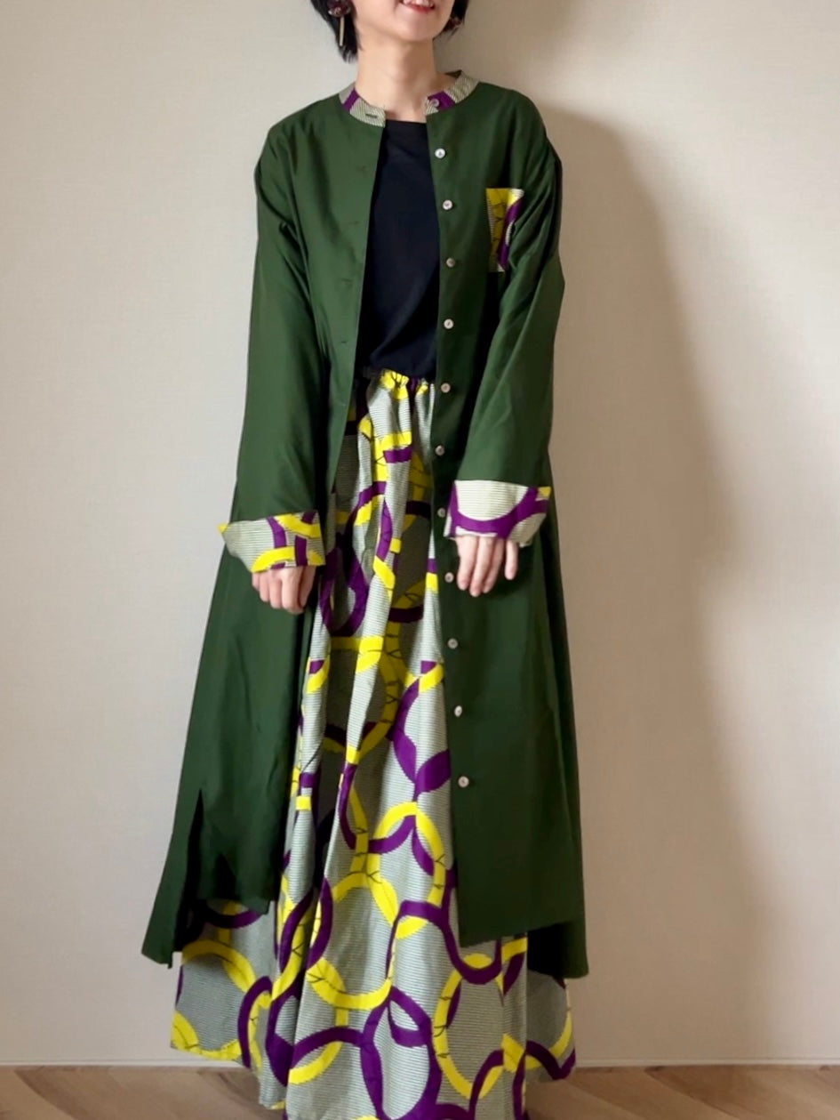 【限定特別仕様/再販ナシ】ドレスシャツコート〜ちょこっとアフリカン仕立て〜(4柄)