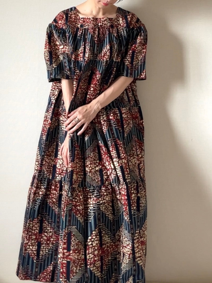 【再販/即納】バティックティアードワンピース(7柄)