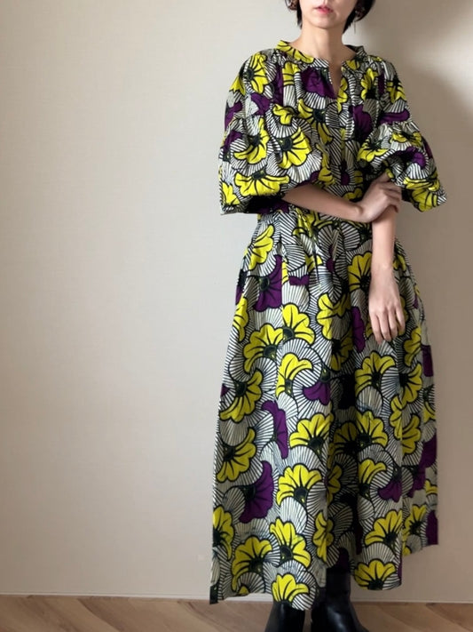 【再販/即納】ボリューム袖ワンピース(6柄)