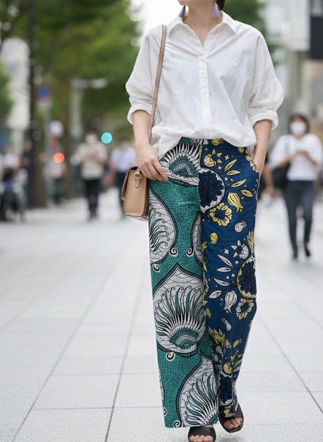 【受注生産】ツートンパンツ（ザクロ/たましずく)