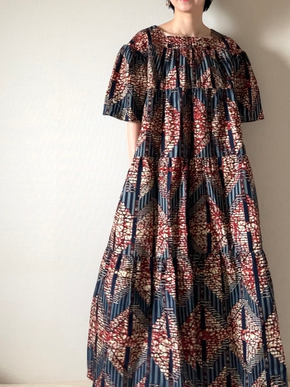 【再販/即納】バティックティアードワンピース(7柄)