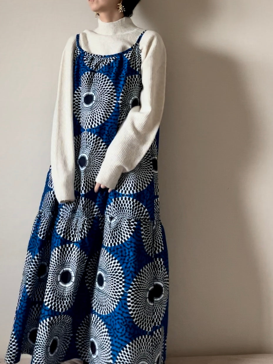 Batik cami dress (blue circle pattern)