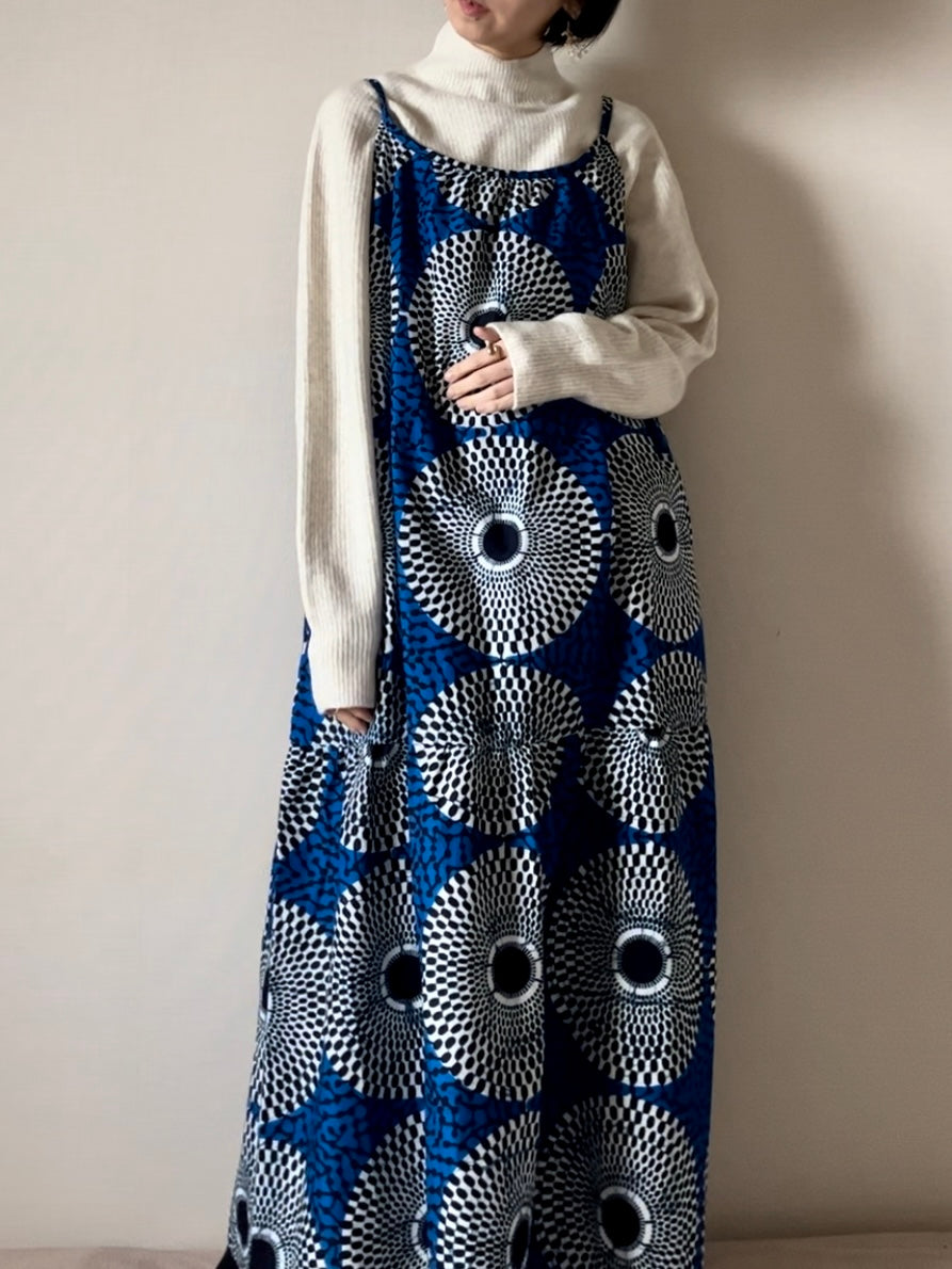 Batik cami dress (blue circle pattern)