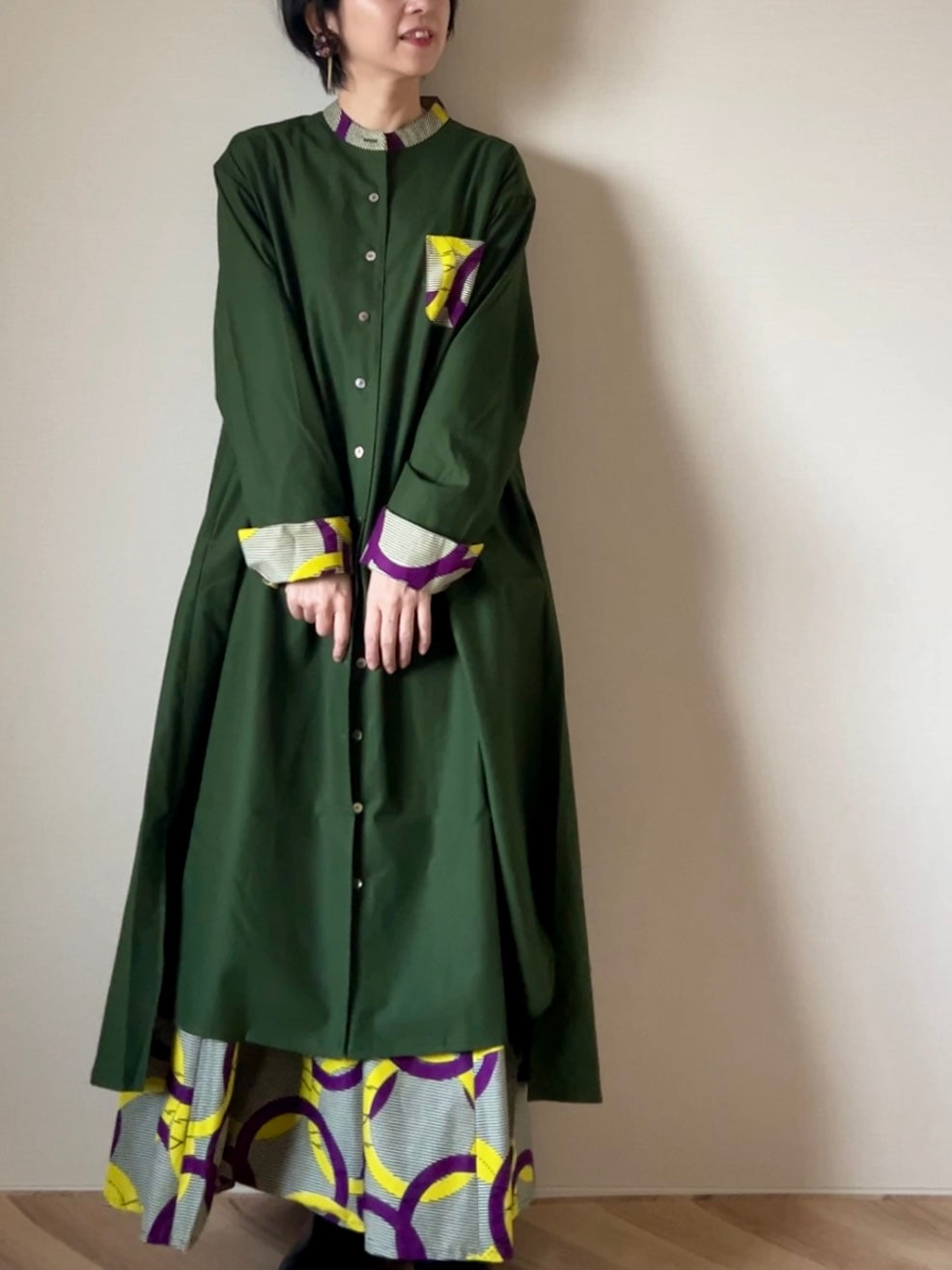 【限定特別仕様/再販ナシ】ドレスシャツコート〜ちょこっとアフリカン仕立て〜(4柄)