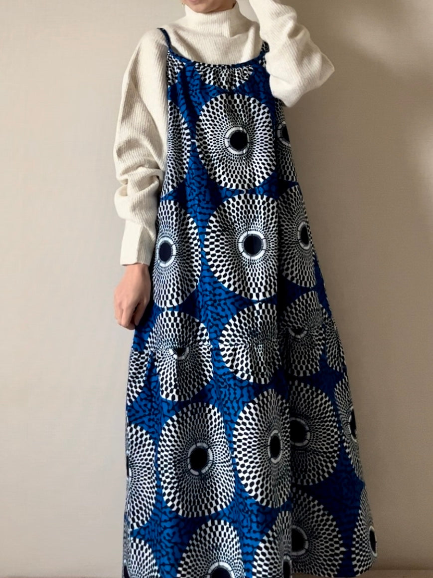 Batik cami dress (blue circle pattern)