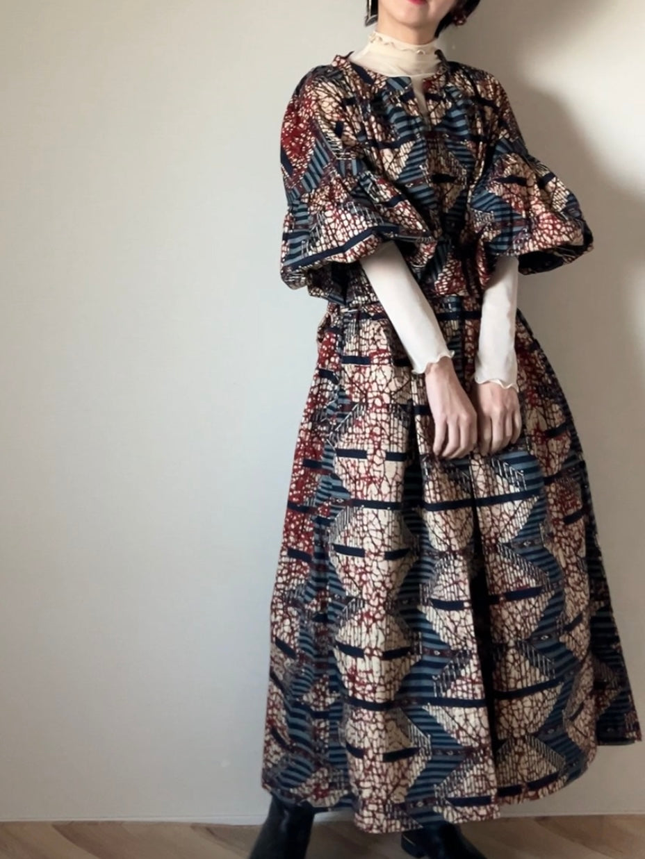 【再販/即納】ボリューム袖ワンピース(6柄)