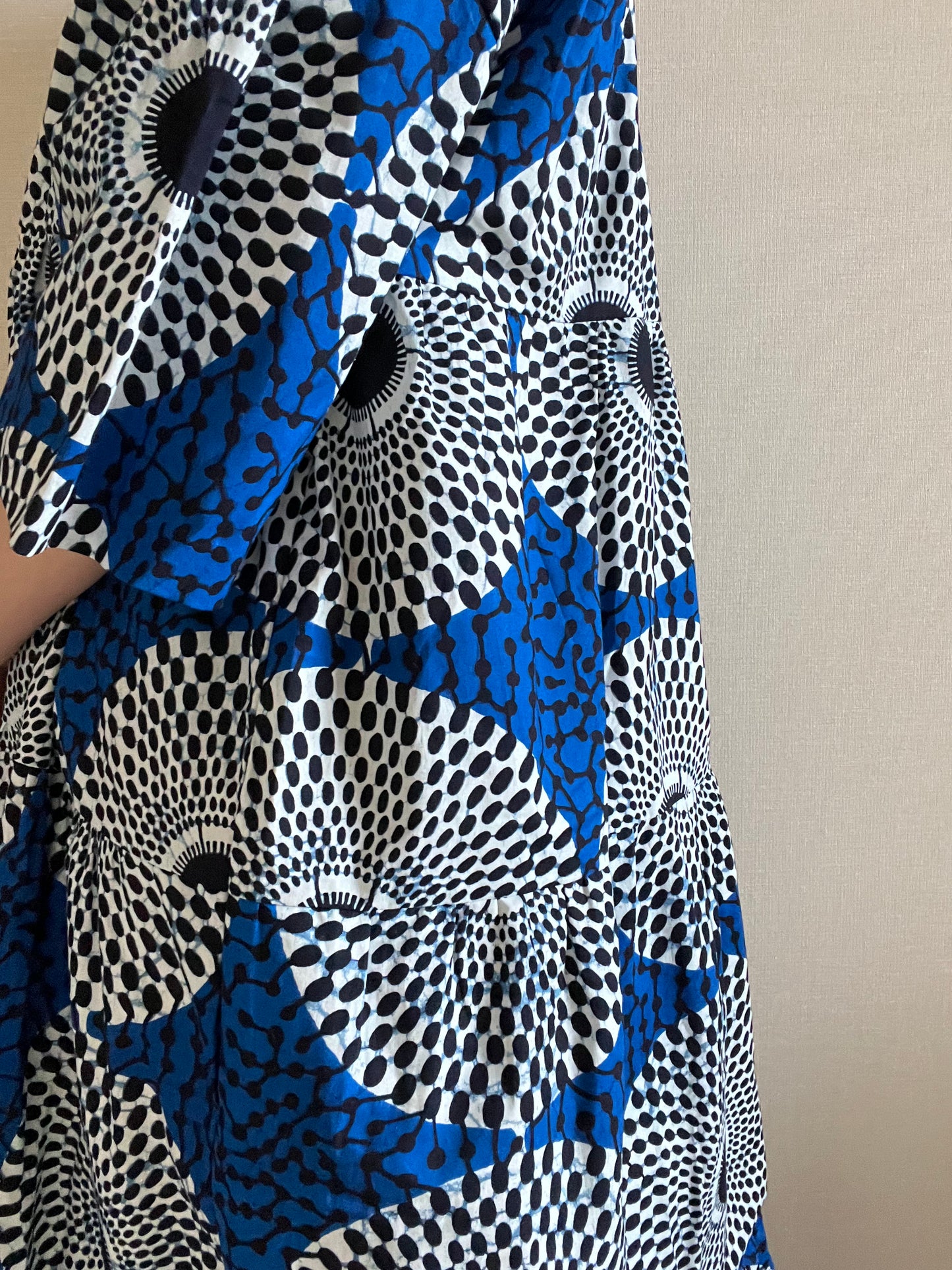 African batik dress (blue circle pattern)