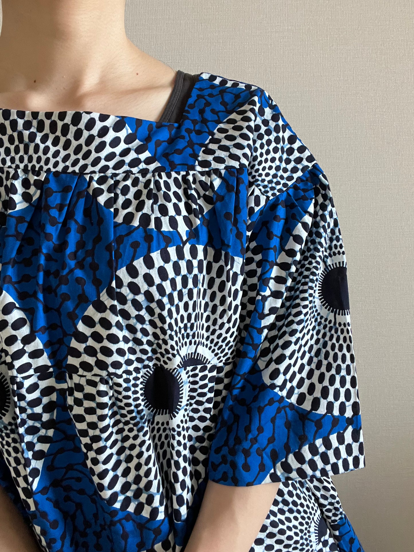 African batik dress (blue circle pattern)