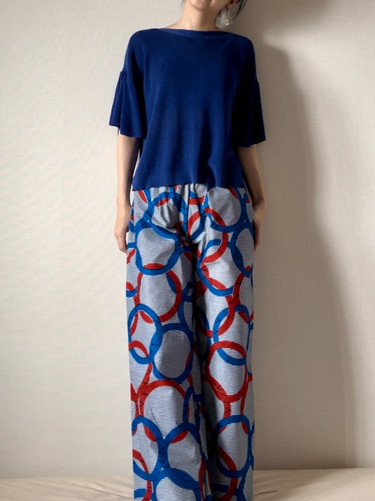 Straight pants (Olympia pattern/tricolor)